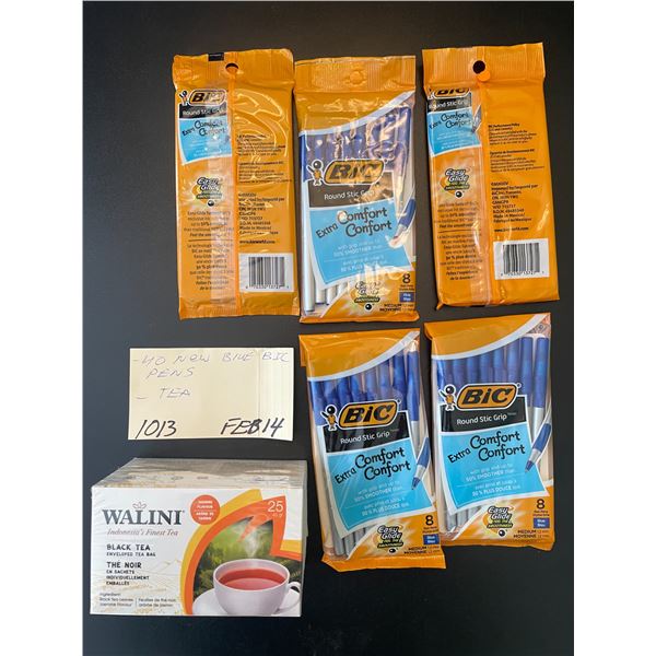 40 New blue Bic pens - black tea