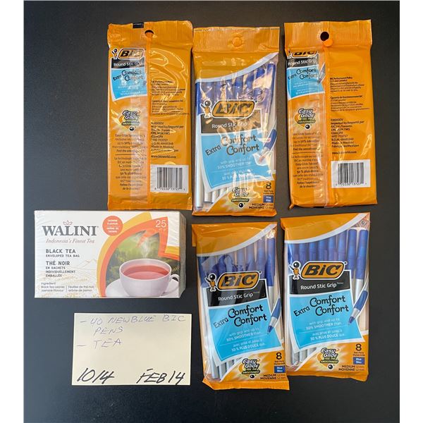 40 New blue Bic pens - black tea