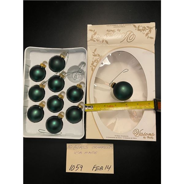 10 Glass ornaments - USA made