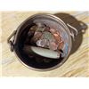 Image 3 : Copper Pot w/ Misc. Dated Canadian pennies and Roll of Pennies