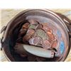 Image 4 : Copper Pot w/ Misc. Dated Canadian pennies and Roll of Pennies