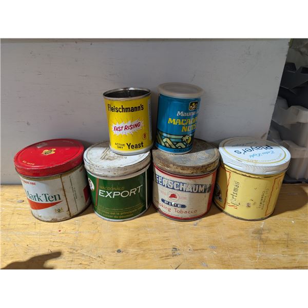 Lot of Vintage Tobacco Tins and Yeast Vintage Tin