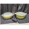 Image 1 : (2) Pyrex Green Cooking Dishware w/ Pyrex Lids (1) 2L (1) 2.5L