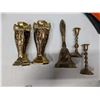 Image 1 : Lot of Miniature Brass Items (Candle Sticks, Bell) and Fake Brass Vases