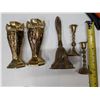 Image 2 : Lot of Miniature Brass Items (Candle Sticks, Bell) and Fake Brass Vases