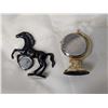 Image 3 : Miniature Horse Clock and Rotating Clock (not Working or needs new Battery)