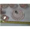 Image 2 : 11 Pc. Pink Depression Glass - Salt Pepper Shakers and Cup Saucer. (One Cup Have Chip)