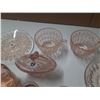 Image 4 : 11 Pc. Pink Depression Glass - Salt Pepper Shakers and Cup Saucer. (One Cup Have Chip)
