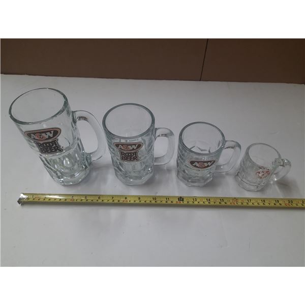 (4) A & W Mugs Large to Small.