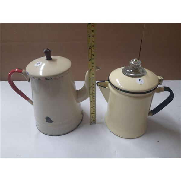 Vintage Enamel Coffee Pots.