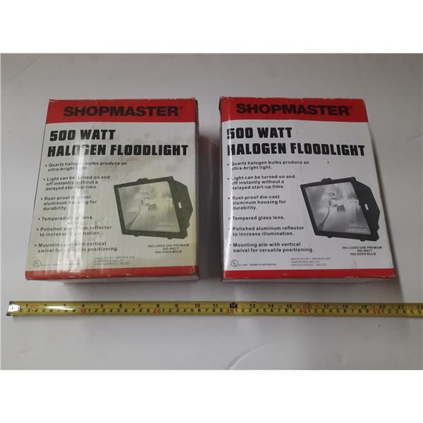 (2) New 500 Watt Hologen Flood Lights.