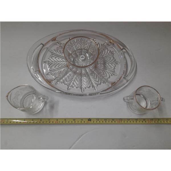 Large Gold Trimmed Vegetable Serving Platter Cream & Suger - Nip Bowl.
