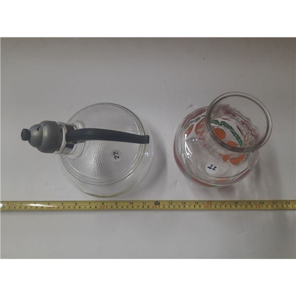 Whistling Glass Tea Kettle and Juice Decanter.