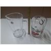 Image 1 : (2) Glass Pitchers. (One Fruit Design and One Plain)
