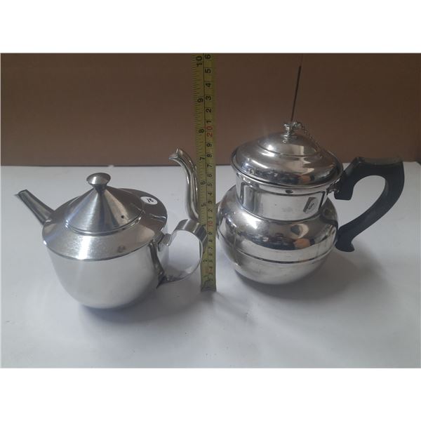 (2) Stainless Steel Tea Pots.
