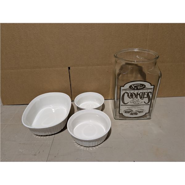 Lot of Corning Ware Cook Ware and Large Cookie Jar (no Lid)