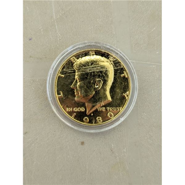 1980 Half Dollar 24K Plated Coin (Unverified)