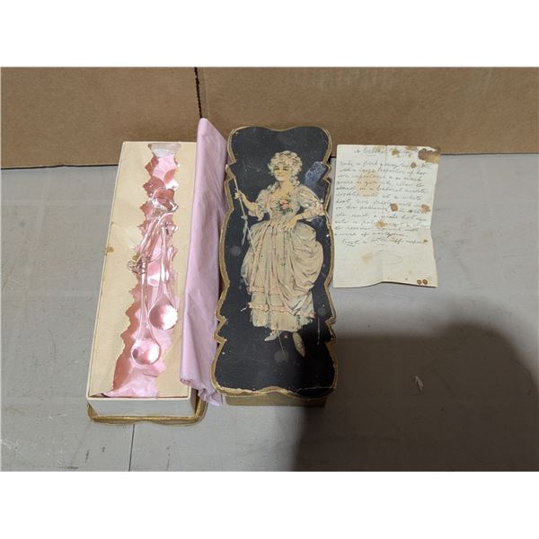 Rare Victorian Chocolate Box w. Suffragette Letter 1800s Historical Item