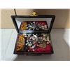 Image 2 : Japanese Based Design Jewelry Box 5"x8" w/ Jewelry and Coins