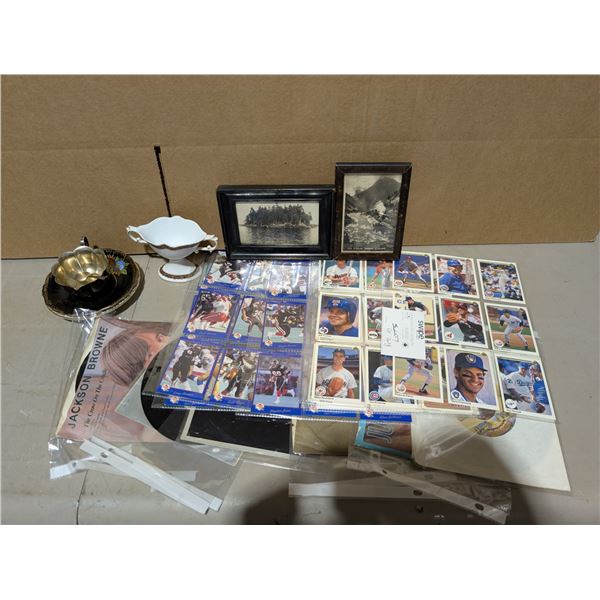 Lot of Misc. Items as shown (Antique Photos, Football Cards, LPs, and etc.)