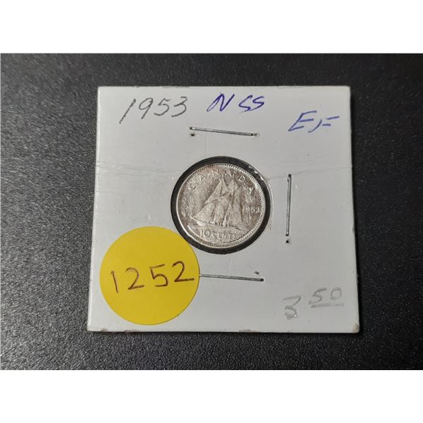1953 Canadian Silver Ten Cents