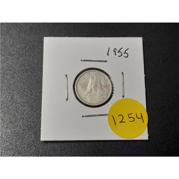 1955 Canadian Silver Ten Cents