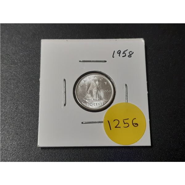 1958 PL Canadian Silver Ten Cents