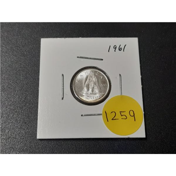 1961 PL Canadian Silver Ten Cents