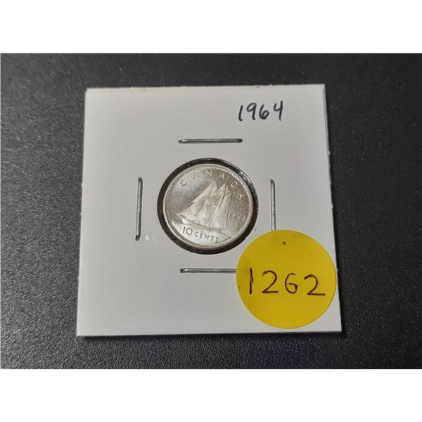 1964 PL Canadian Silver Ten Cents