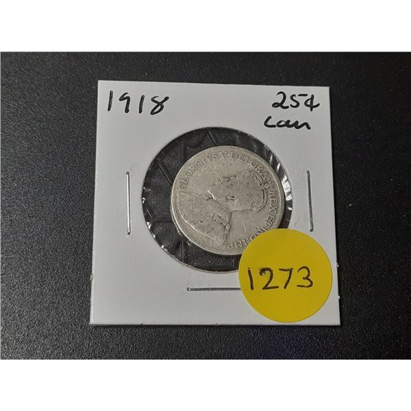 1918 Canadian Silver Twenty Five Cents
