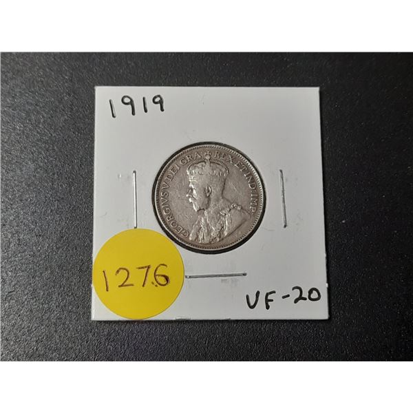 1919 Canadian Silver Twenty Five Cents