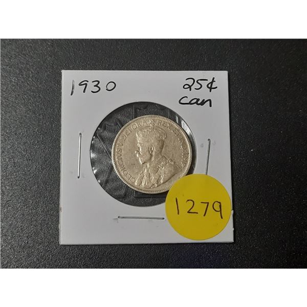 1930 Canadian Silver Twenty Five Cents