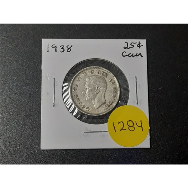 1938 Canadian Silver Twenty Five Cents