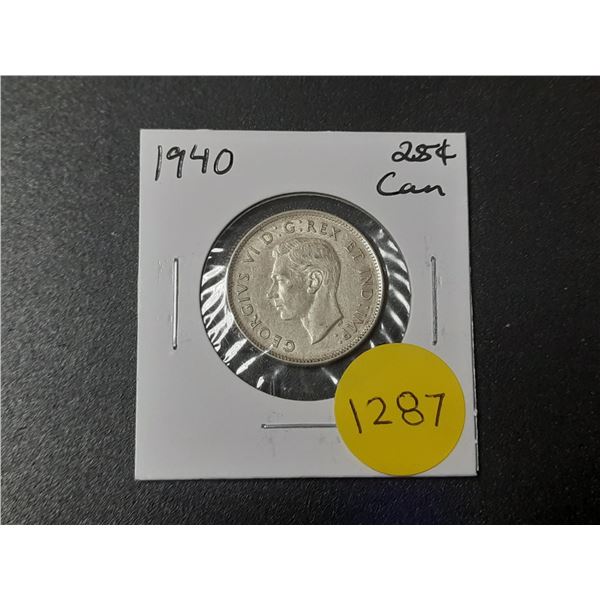 1940 Canadian Silver Twenty Five Cents