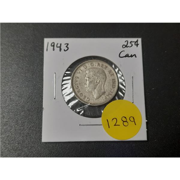 1943 Canadian Silver Twenty Five Cents