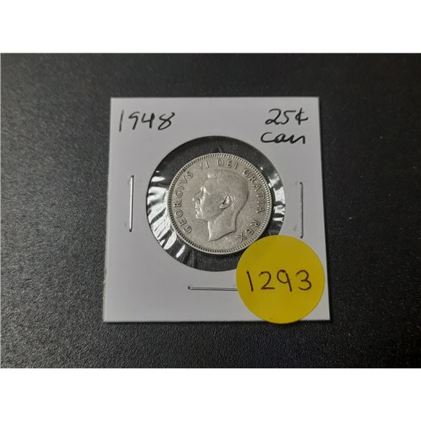 1948 Canadian Silver Twenty Five Cents
