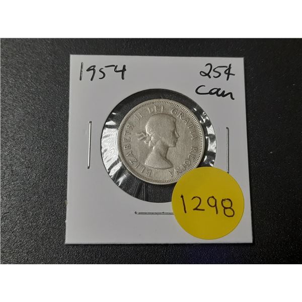 1954 Canadian Silver Twenty Five Cents