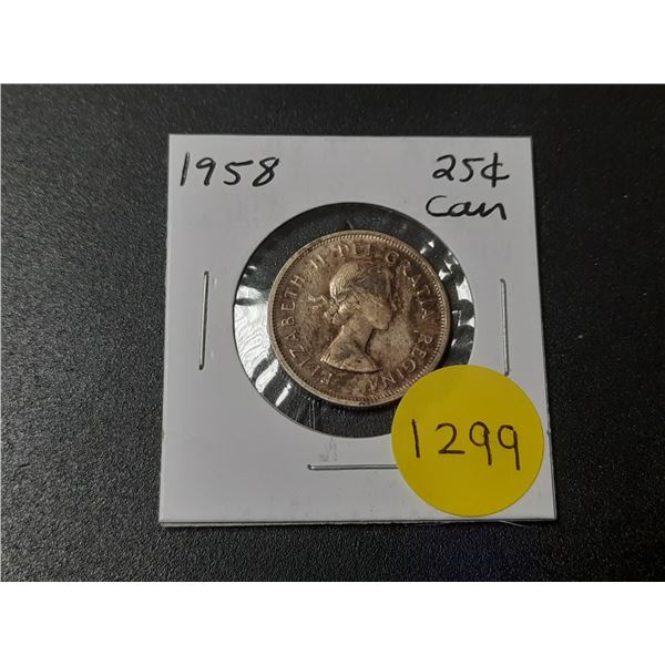 1958 Canadian Silver Twenty Five Cents