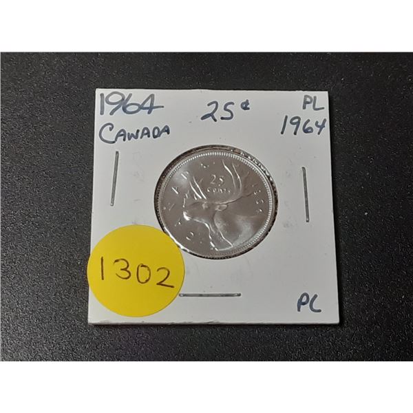 1964 PL Canadian Silver Twenty Five Cents