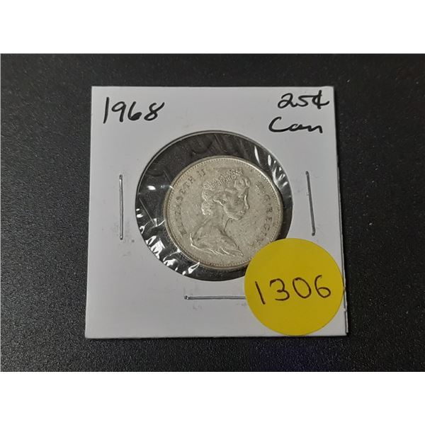1968 Canadian Silver Twenty Five Cents - .500