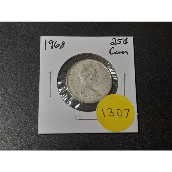 1968 Canadian Silver Twenty Five Cents - .500
