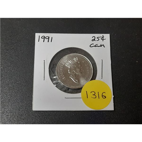 1991 Canadian Twenty Five Cents