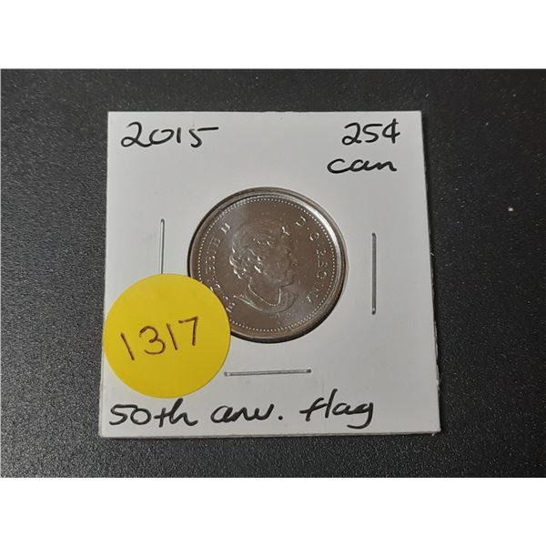 2015 Canadian Twenty Five Cents -  50th Anv. Of The Flag
