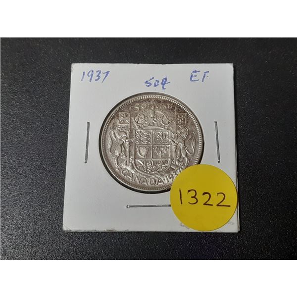 1937 Canadian Silver Fifty Cents