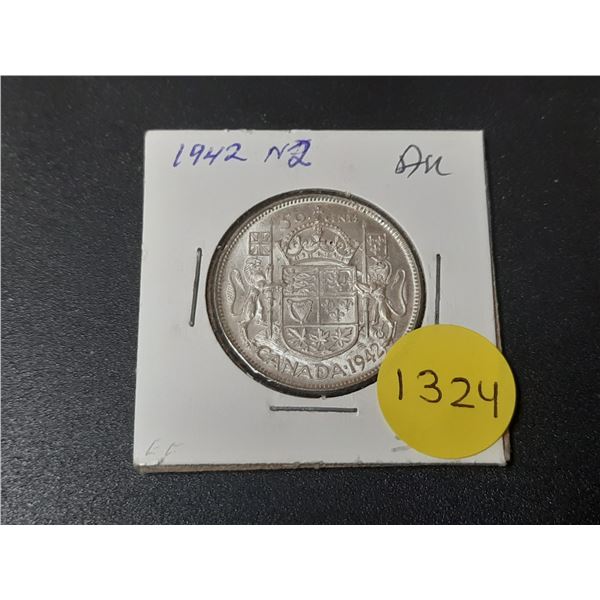 1942 N2 Canadian Silver Fifty Cents