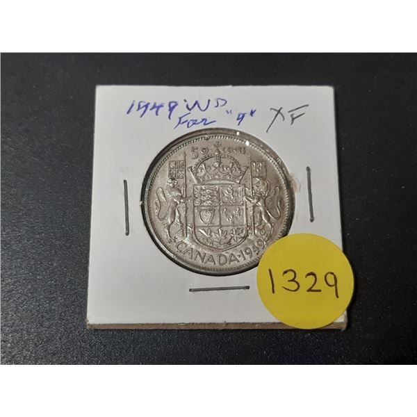 1949 WD Canadian Silver Fifty Cents - Far 9