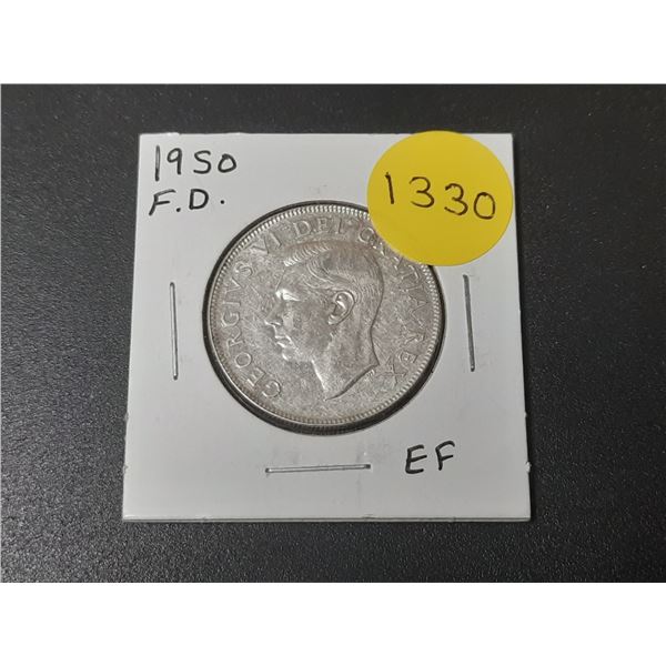 1950 FD Canadian Silver Fifty Cents
