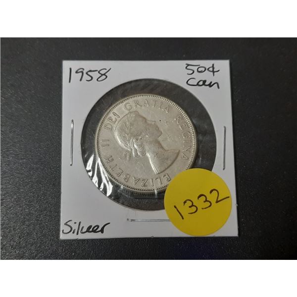 1958 Canadian Silver Fifty Cents