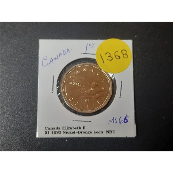 1993 UNC Canadian Loon Dollar