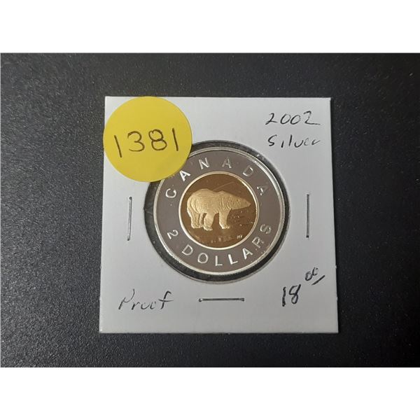2002 Canadian Sterling Silver Two Dollar Proof Coin - 92.5%